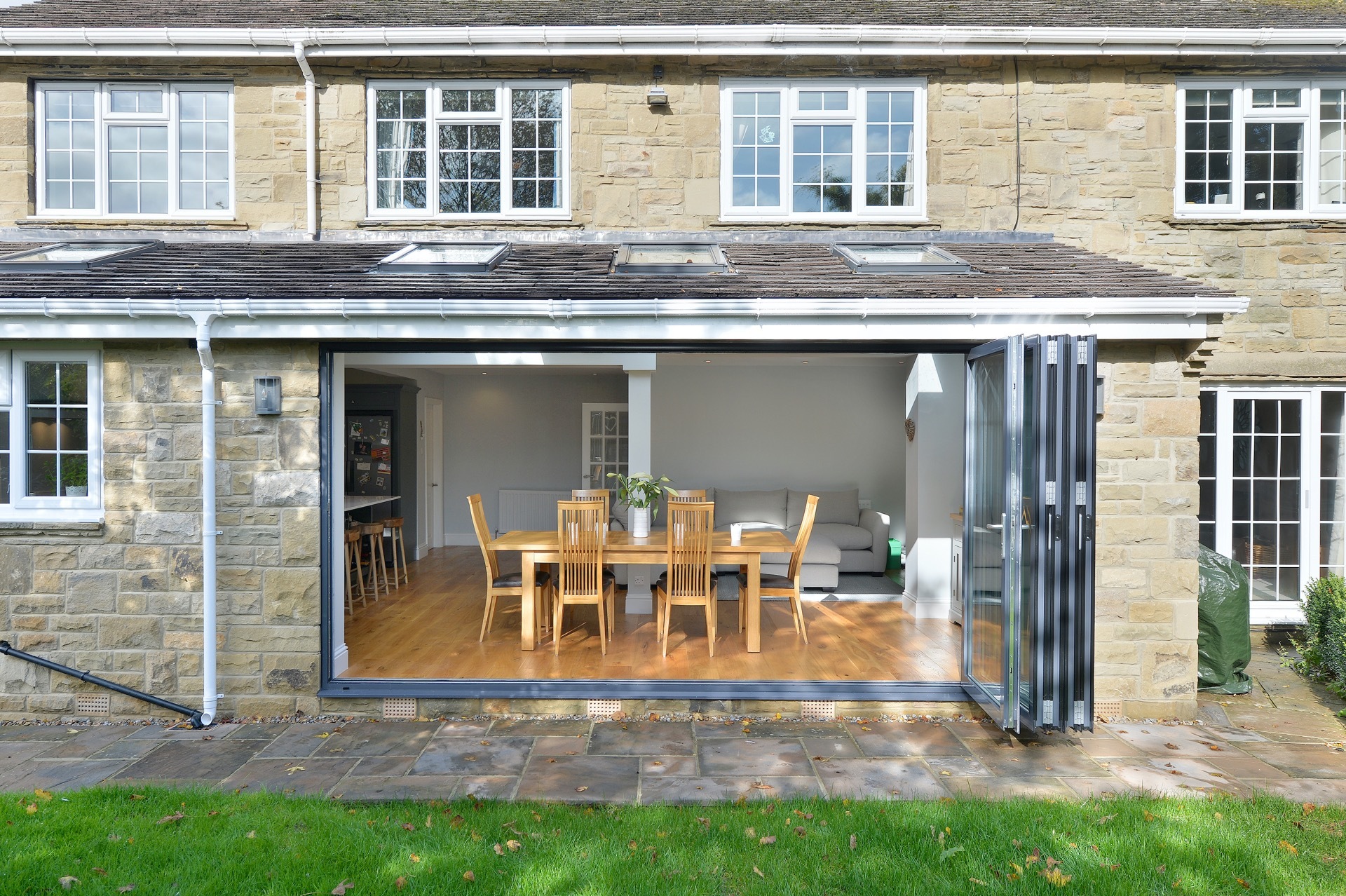 Bifold doors open on to the garden from the dining area